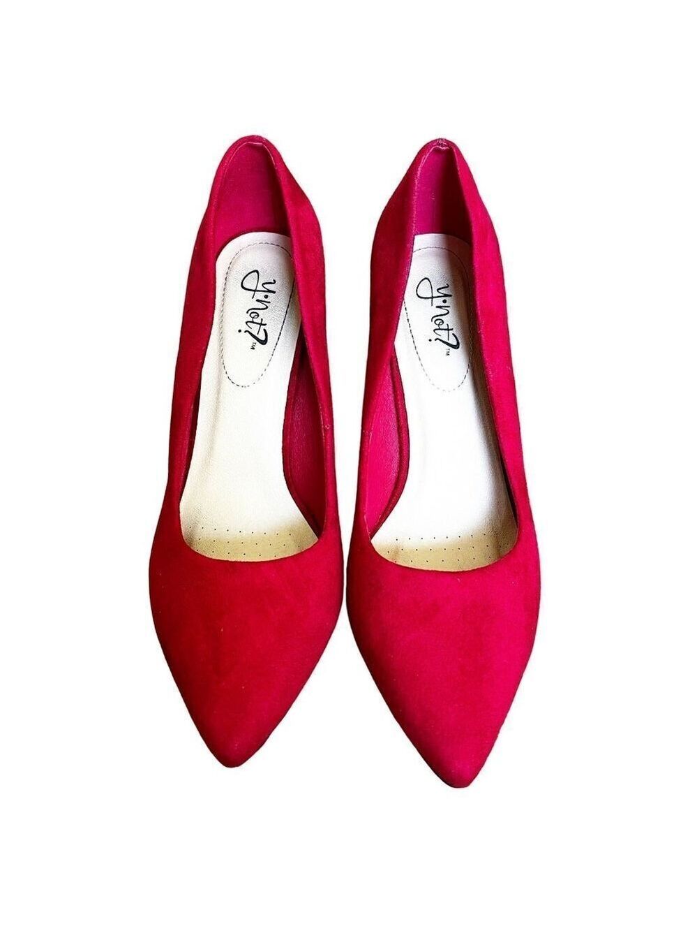 Y-Not? Women's Red Micro EUCLID Faux Seude High Heels sz(9)